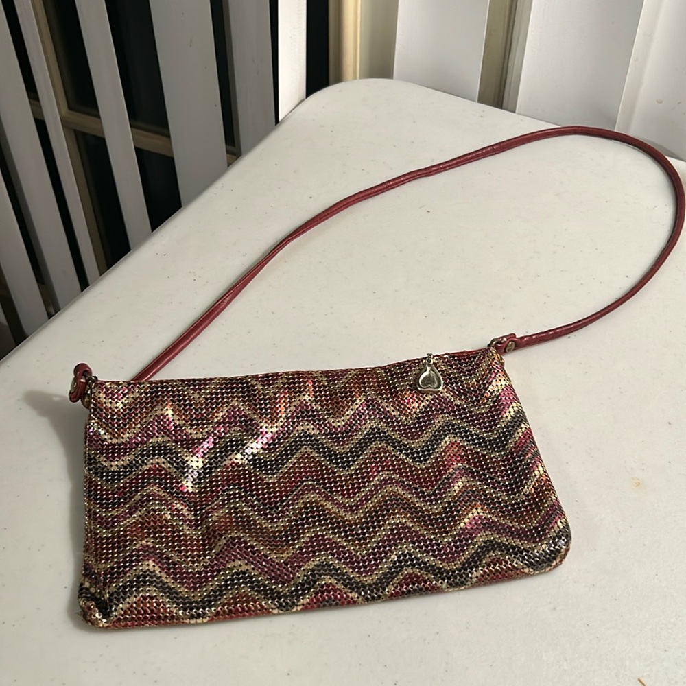 Whiting & Davis Mesh Chevron Design Handbag Purse - image 1